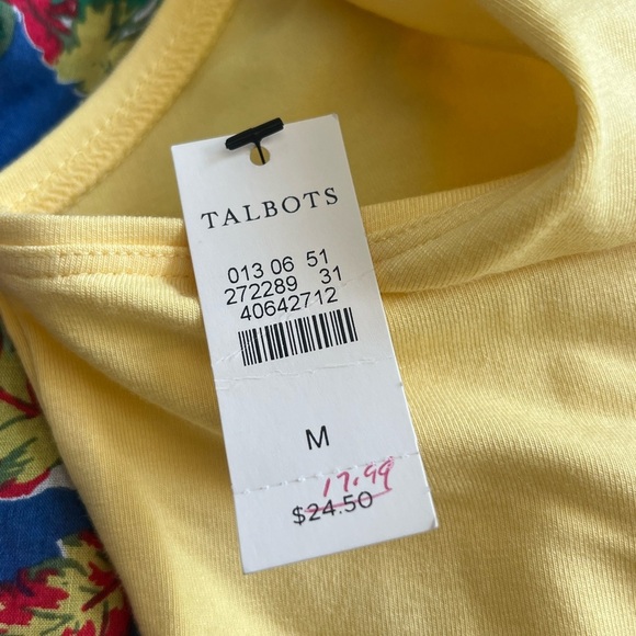 Talbots NWT Floral Blue Red Yellow Button Down Blouse With Under Shirt MP - Picture 9 of 9